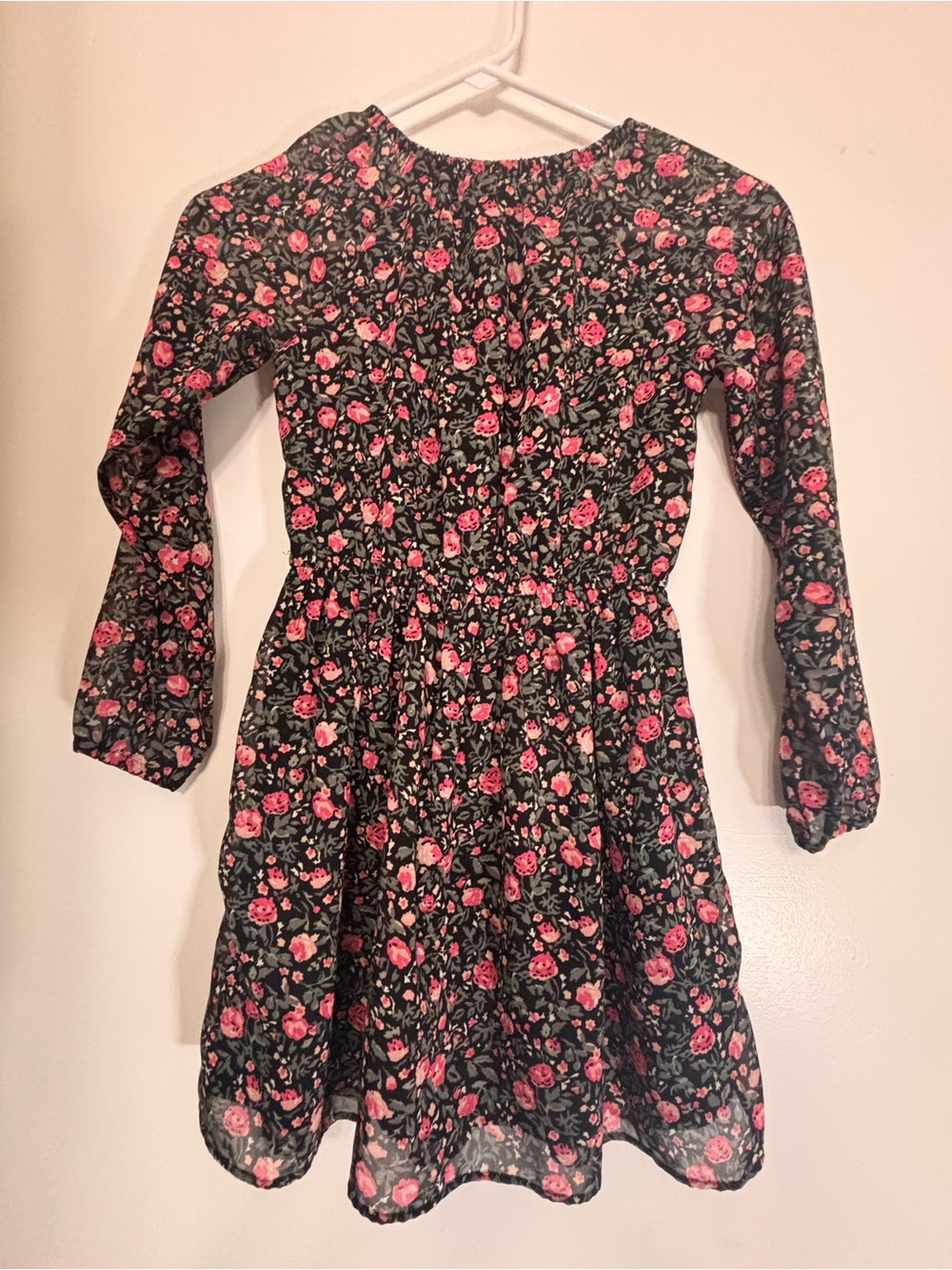 The Children's Place Black Floral Dress with Pink Roses - Picture 2 of 4